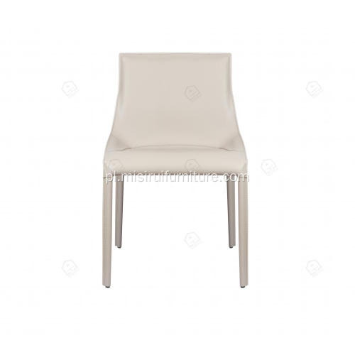 Włoskie minimalistyczne białe skórzane krzesła Seattle